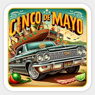 Cinco de Mayo Beach Lowrider and Lime. Sticker